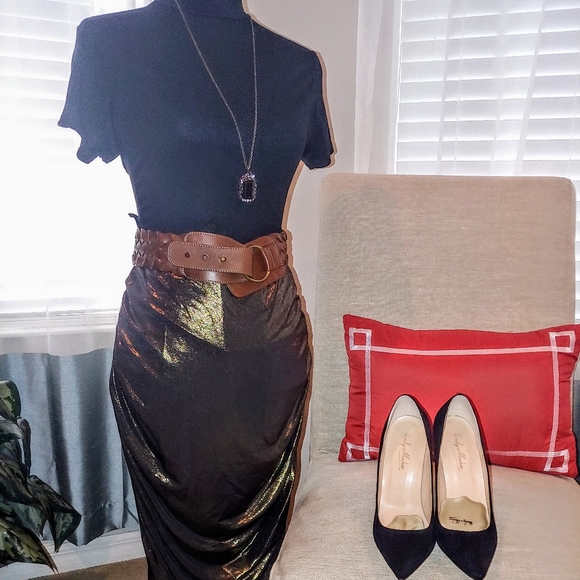 PrettyLittleThing Dresses & Skirts - Olive liquid metallic skirt New size 8